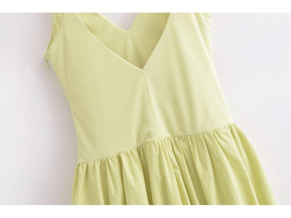 Spring V-Neck Sleeveless Balloon Hem Dress - European & American Hot Girl Style