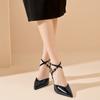 TRAF Black Women High heels Wedding Bride Strappy Lace up Heels Woman Pumps Slingback Pointe Office Stiletto Party High-heeled
