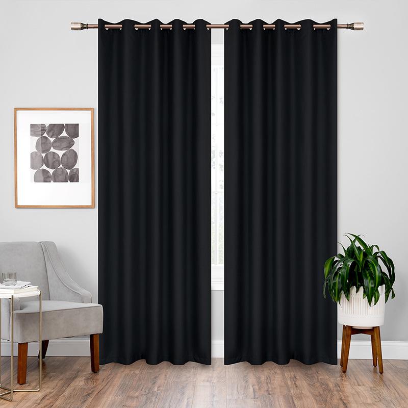 Simple Plain Curtain Cloth, Living Room Bedroom Balcony High Blackout Curtain Finished Product, Can Be
