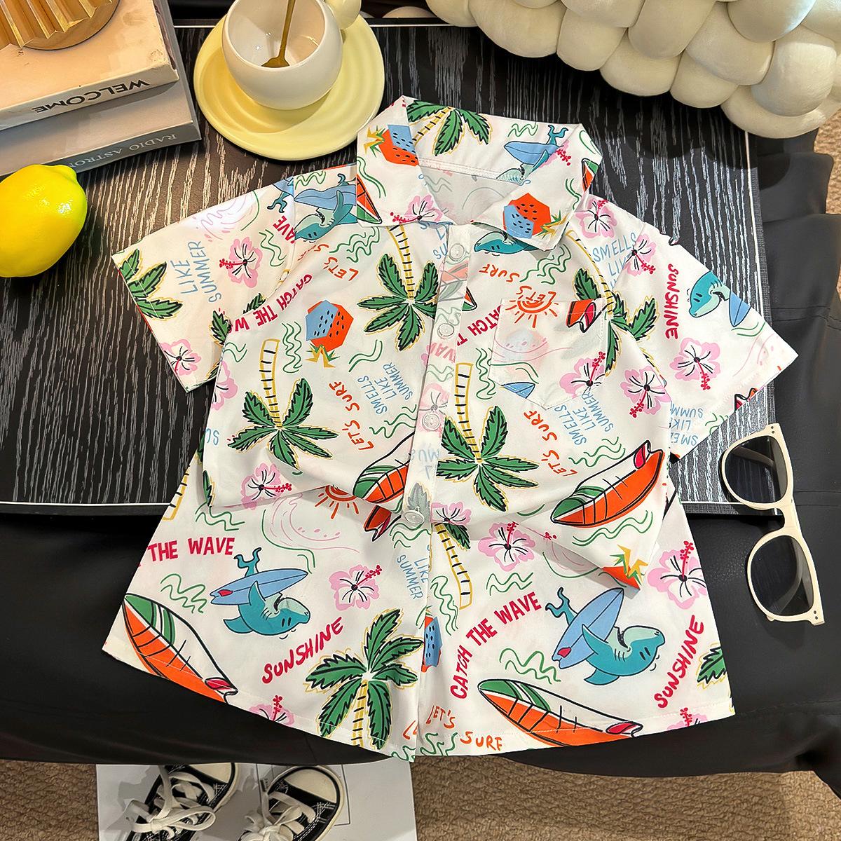 

Summer Island Style Kids Floral Shirt & Shorts Set - Fresh & Handsome Casual Outfit 90 cm
