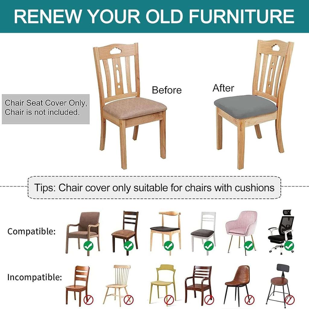 Velvet Chair Seat Covers, Stretch Seat Covers for Dining Room Dining Chair Seat Covers Soft Removable Chair Seat Cushion Slipcovers-White-Set of 2