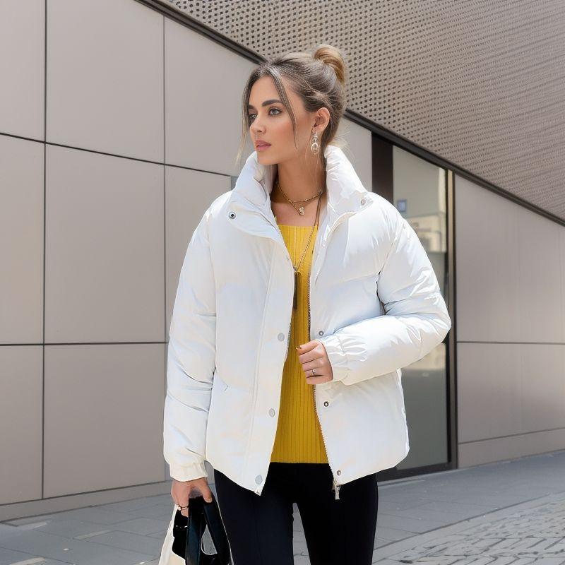 

Женская зимняя куртка 2024 года, зимняя женская куртка с высоким воротником, утепленная, теплая, из хлопка, женская, повседневная, парка Pure Callor, женское пальто M белый