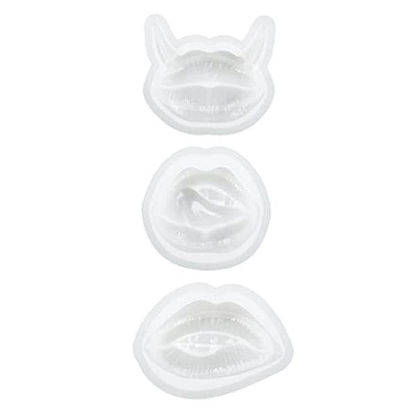 M-Modern-3 Piece Lips Resin Mold Resin Art Molds Ornament Silicone UV Epoxy Casting Molds B