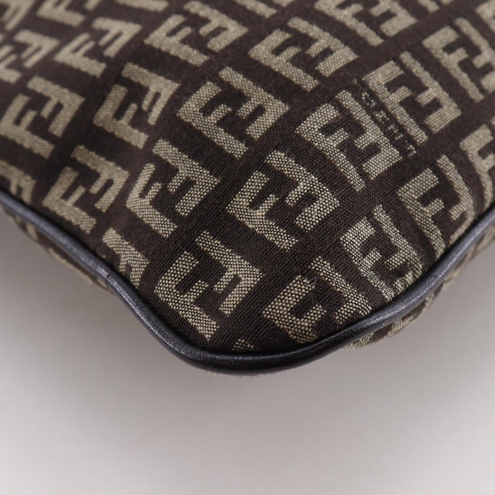Fendi One Belt Shoulder Bag Zucchino Brown Canvas Unisex Used