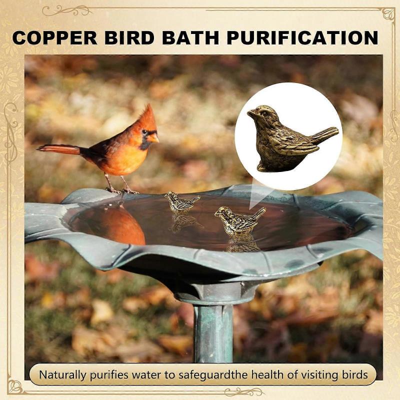 4PCS Copper Bird Antique Sculpture Bathbath Decorative Sparrow Figurine TeaPet For Garden Fountains Backyard Ornament