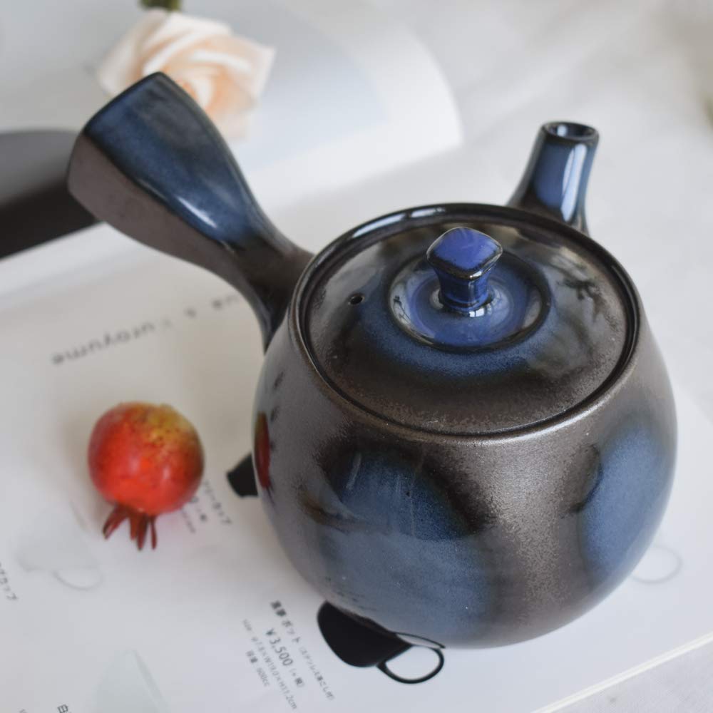 Specially Crafted Rounded Teapot with a Ruri Made In Japan by Banko Ware Glaze, 450ml,