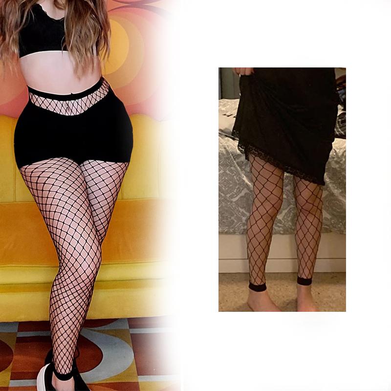 Women Fashion Footless Fishnet Tights High Wasited See Through Net Leggings Black Fishnet Stockings Pantyhose