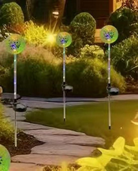 

Водонепроницаемый солнечный светодиодный газонный светильник «Одуванчик» - Трехголовый, втыкаемый в землю для двора Colorful Light