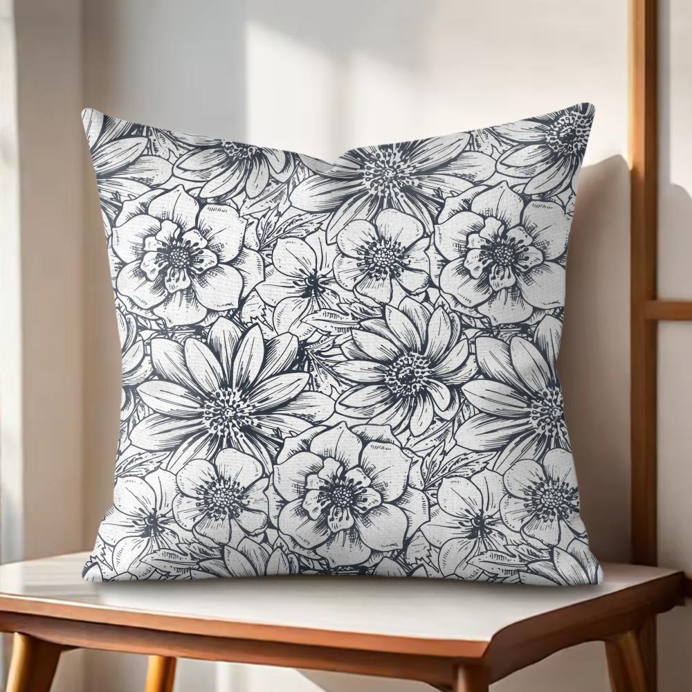 Vintage Rose Cushion Cover Natural Linen Organic Fabric DoubleSided Printing Couch Pillow Covers Home Decor Gift