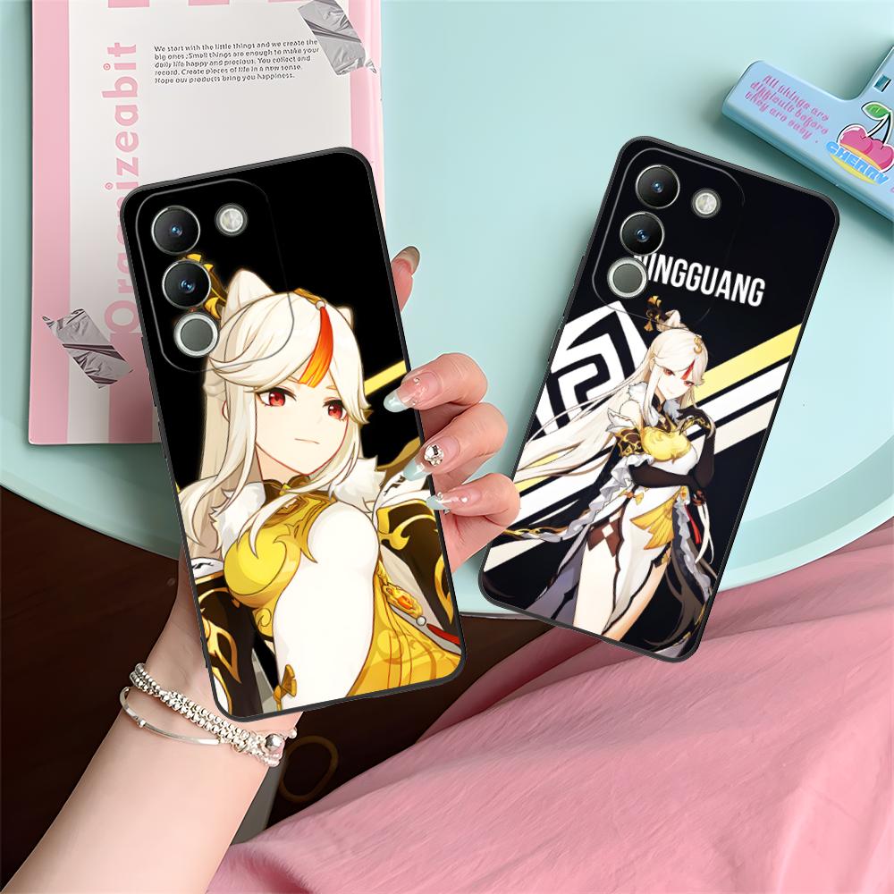 Game GI Ningguang Matte TPU Mobile Phone Case for VIVO Y77 76 75 74 73 72 58 56 55 51 50 38 36 Y19 Y18 Y03 Y01 5G Colorful Cover