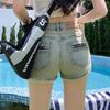 Summer 2025 Women's High-Waisted Stretch Denim Shorts - Slimming A-Line Hot Pants