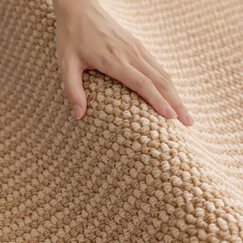Cream Solid Color Anti-Scratch Bedroom Carpet - Thick Woven Imitation Sisal Floor Mat for Photography & Sound Insulation