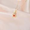 Red Heart Bear Necklace Female High-End Simple Personalized Collarbone Chain