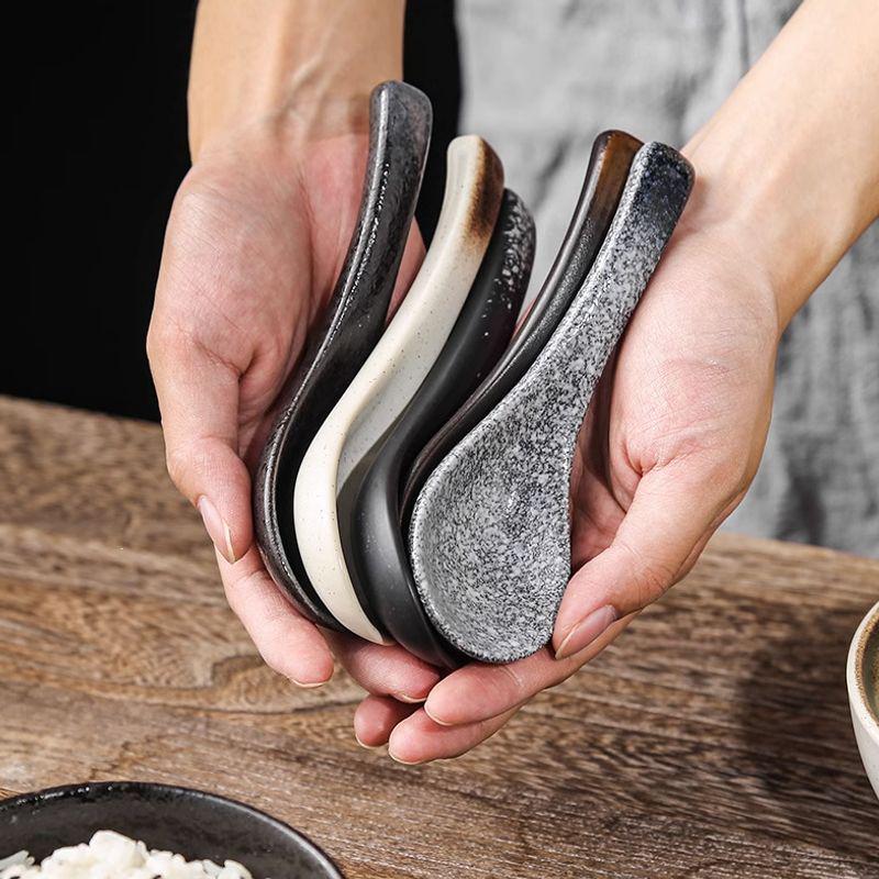 Keramik-Suppenlöffel - Japanischer Stil, Kreative & Niedliche Schöpfkelle für Reis und Suppe