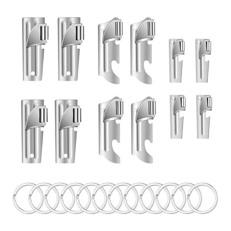 Heavy Duty Can Opener Set with Keyring Stainless Steel Strong Bottle Opener Multi Functional Beer Opener for Outdoor 1