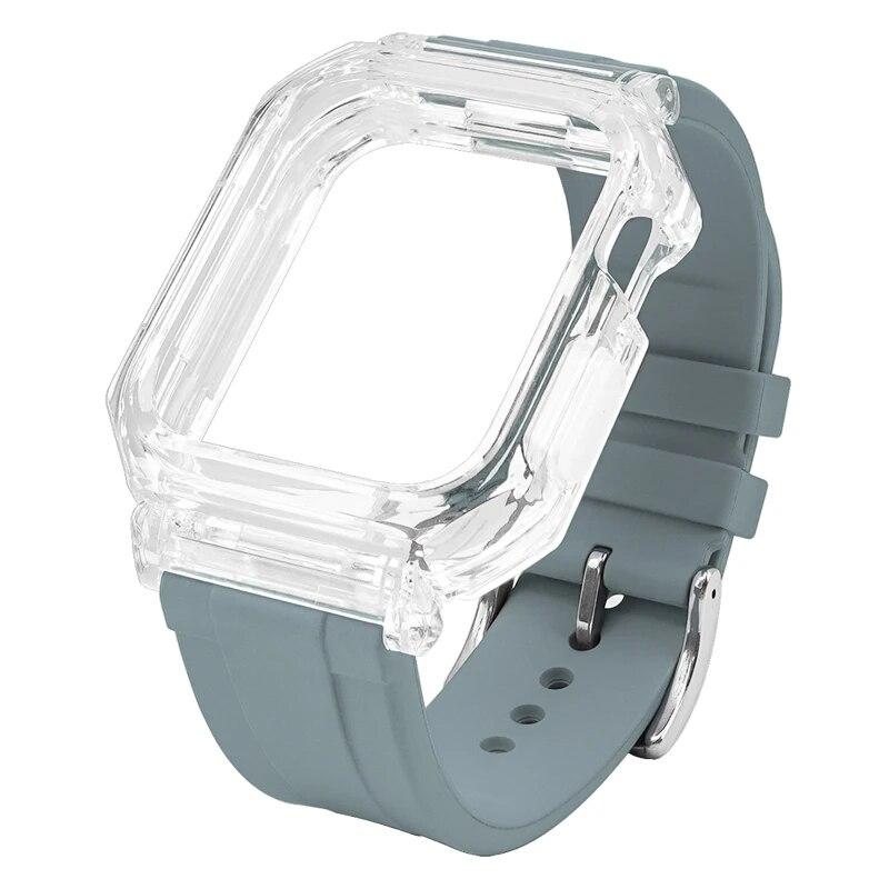Sports Bracelet For Apple Watch Band 44mm 45mm Mod Kit Rubber Luxury Transparent Silicone Case for Iwatch Series 8 7 6 SE 5 4