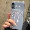 Ins small fresh pink and white bow for Apple 17Promax large window mobile phone case IP16/15/14/13