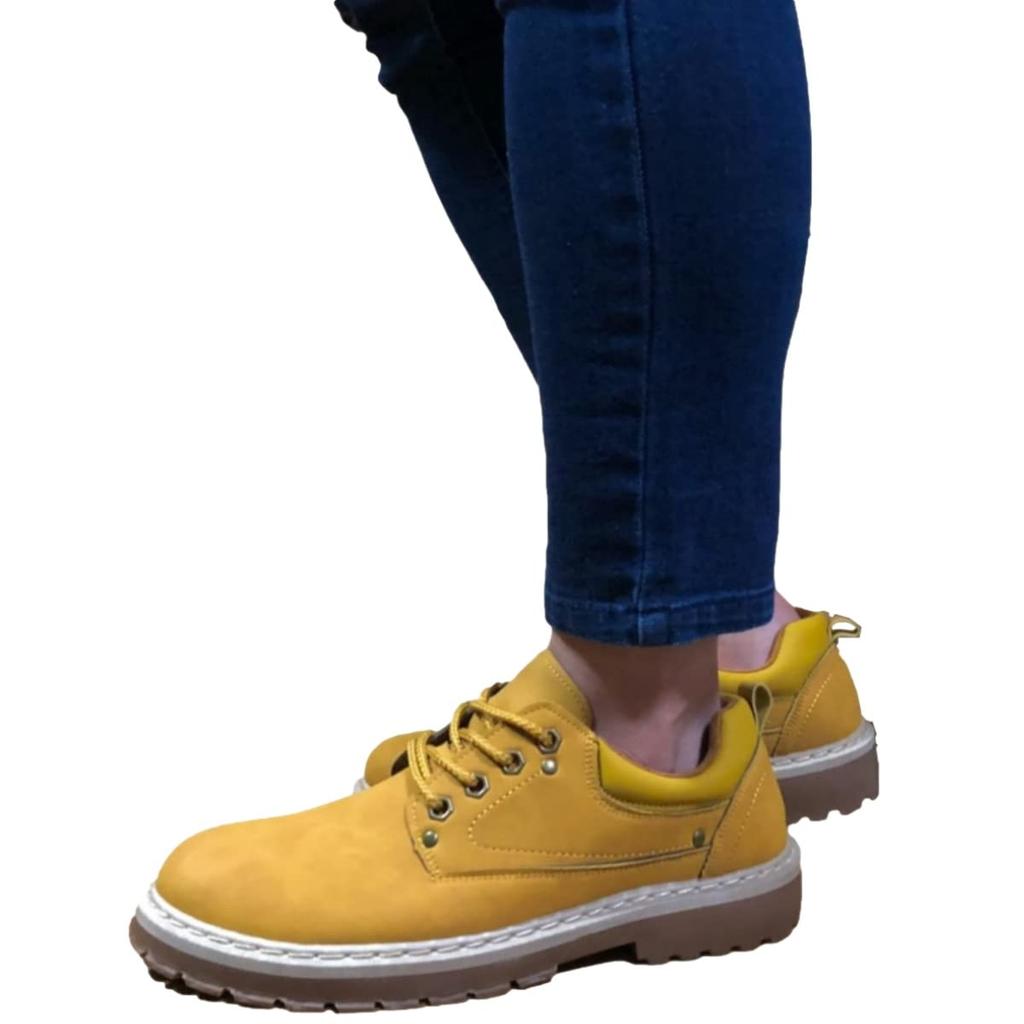 Lopis Men's Casual Shoes, Stylish, Non-Slip Work Boots, Low-Cut, Lace-Up, Comfortable (Yellow, Measurement_27_Point_0_Centimeters)