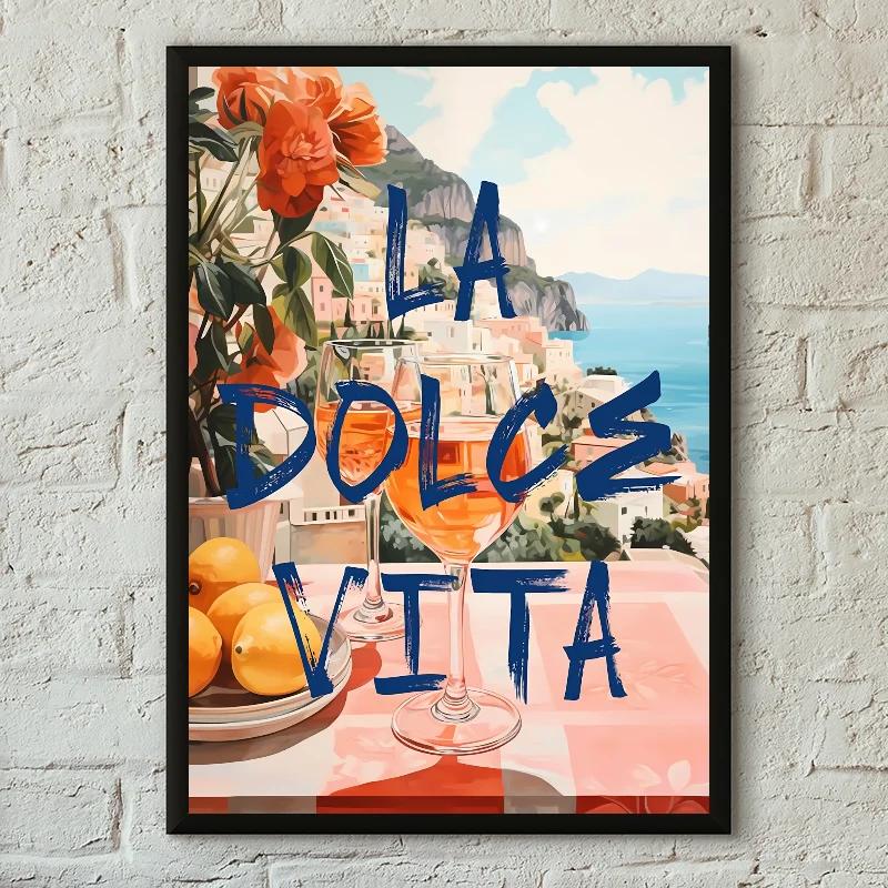 Minimalist La Dolce Vita Lemon Canvas Poster Fresh Lemon Fruit Wall Art for Modern Living Room Bedroom Bar Cafe and Home Decor