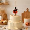 Decorative Straw Broom Props Halloween Mini Broomstick Ornament, Witch Pumpkin Bat Ghost Decor with Natural Grass Double-layer Glitter Felt