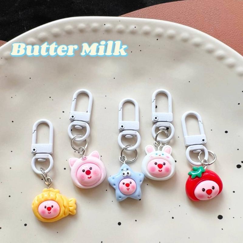 Cute Resin Keychain Loopy Keychain Resin Cartoon Doll Pendant Cute Accessories Perfect Gift for Woman Girls Children