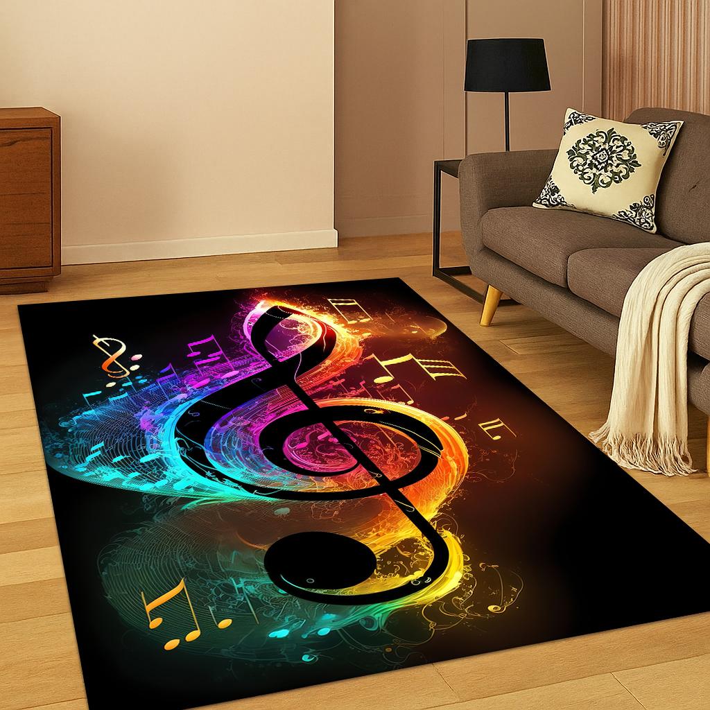 3D Music Note Art Carpet Rug Floor Mat for Living Room Sofa Home Bedroom Doormat Kitchen Decor,Playroom Non-slip Area Rug Gift