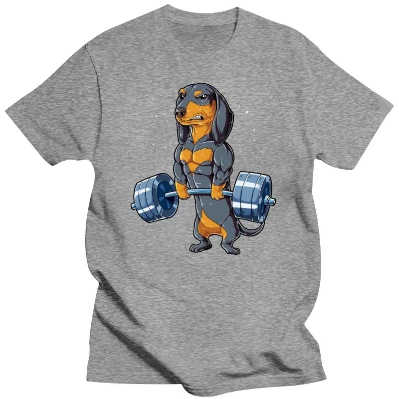 Dachshund Dog Weightlifting Funny Deadlift Gym T Shirts Graphic Streetwear Short Sleeve Birthday Gifts Summer T-shirt