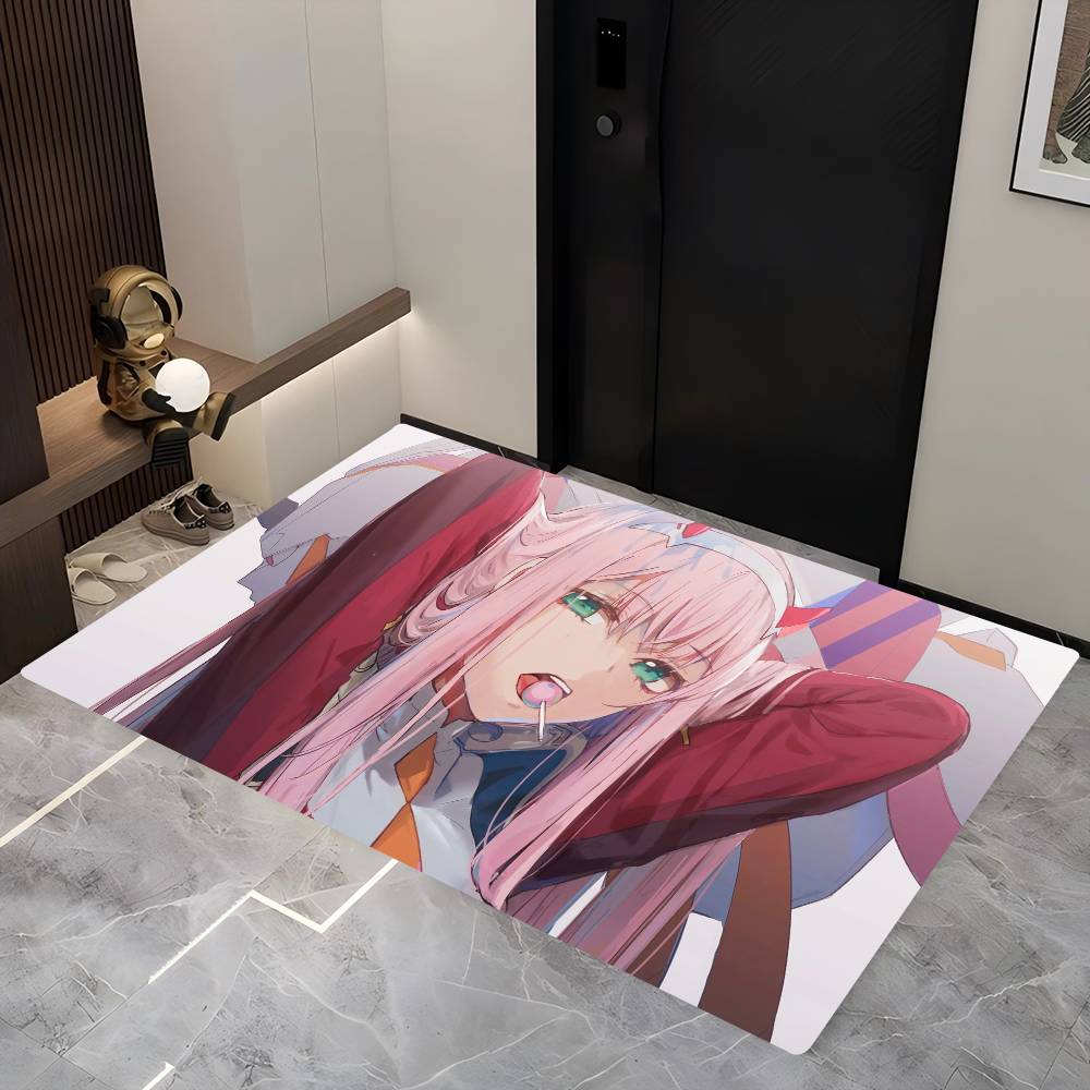 Anime Zero Two Rubber XXL PC Bathroom Mat Anti-slip Absorb Water Long Strip Cushion Bedroon Mat Welcome Doormat