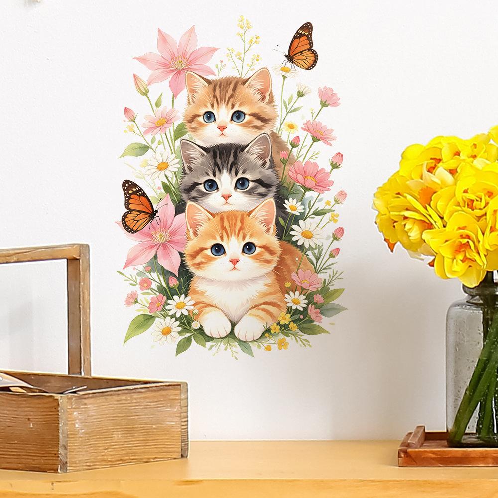 Cat Cartoon Decal Static Cling Wall Fridge Car Sticker Multipurpose Removable DIY Decor