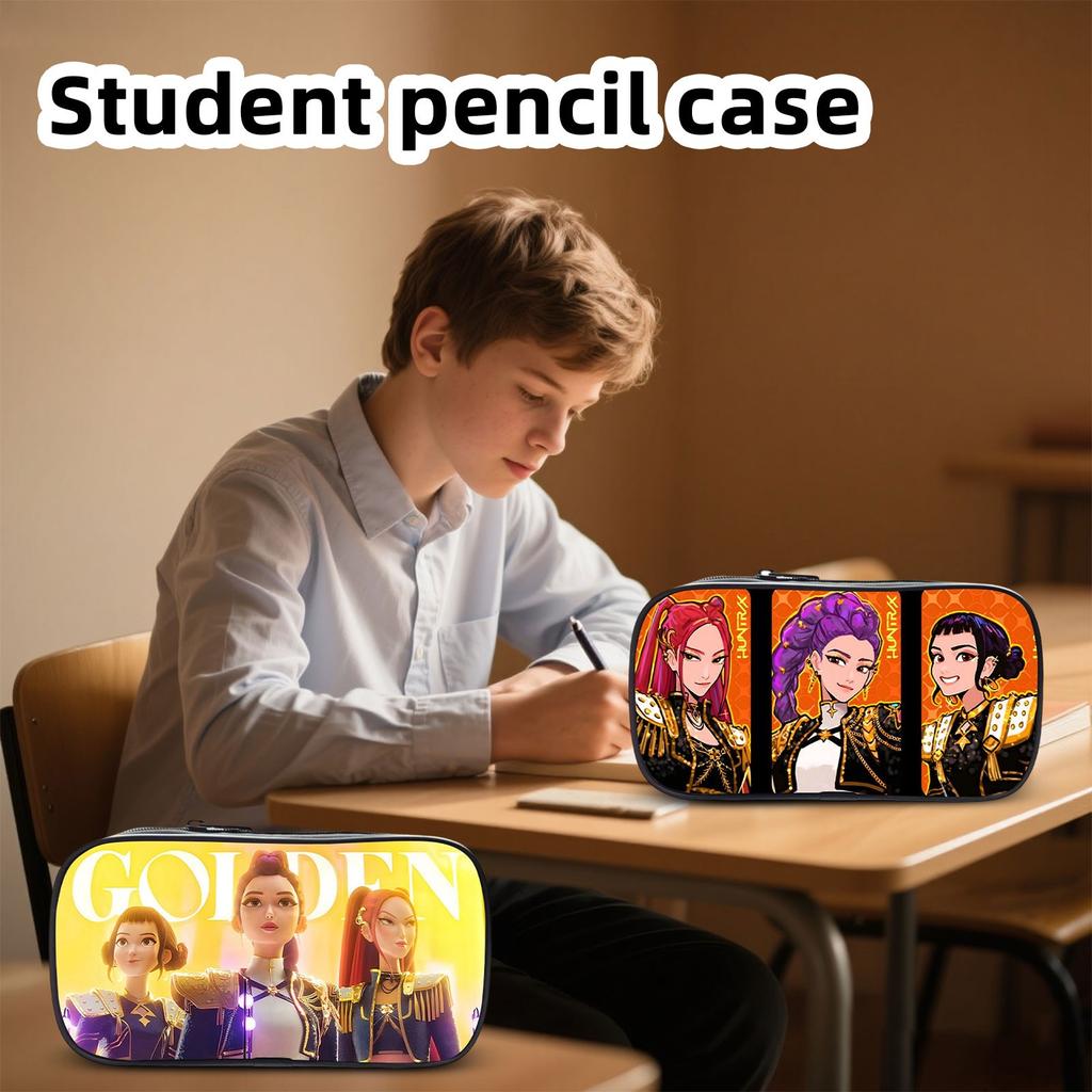 KPOP Girls Cartoon Pencil Case Elementary School Pencil Case Stationery Bag Children's Pencil Case Anime Print
