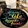 1pc Music Life Chair Carpet for Office, Round Polyester Mat, Indoor Decor for Office, Easycare Fabric, Washable Non-slip Area Carpet