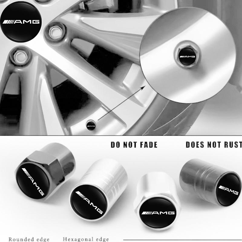 For Mercedes Benz AMG A B C E G CLA W211 W203 W204 C260 E300L 4Pcs Metal Car Styling Wheel Tire Valve Caps Cover Accessories