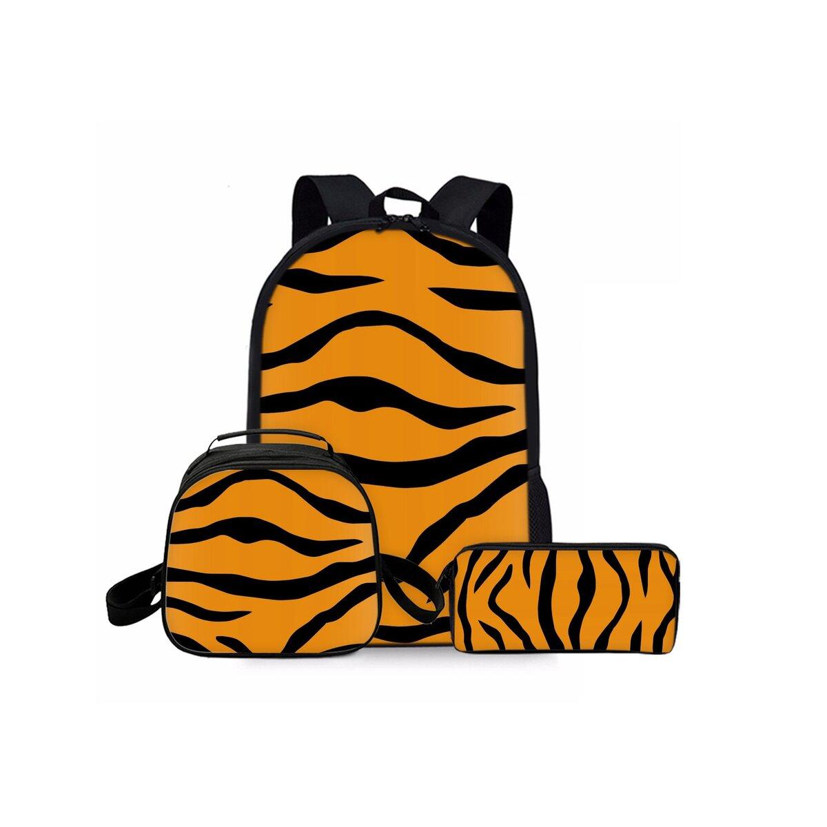 Ensemble trois pièces imprimé texture animale Sacs à dos pour garçon/fille Meilleur cadeau Dessin animé 2D Imperméable Tendance Sac d'école pour enfants