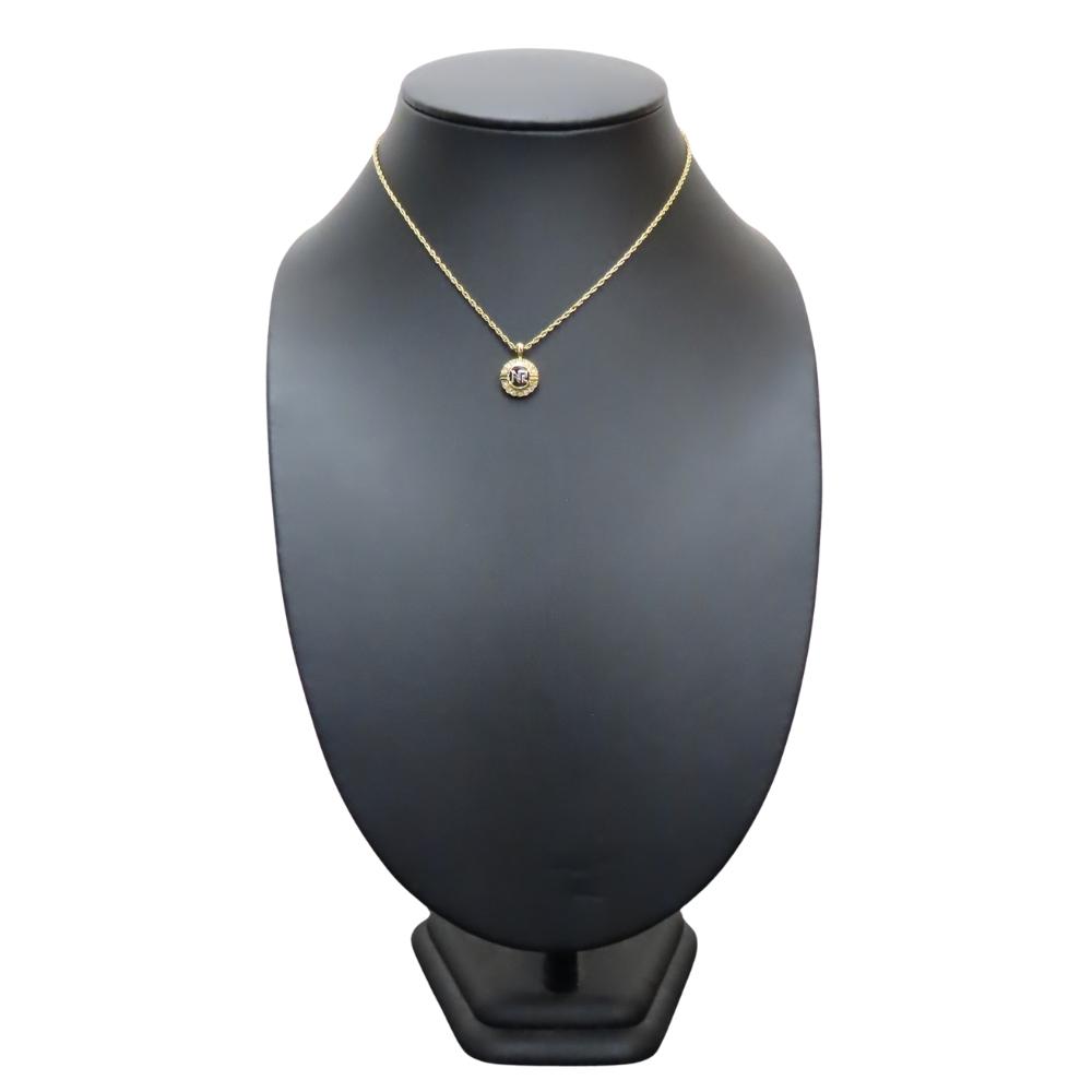 Used NINA RICCI Necklace logo metal/Rhinestone 5.9g gold plating