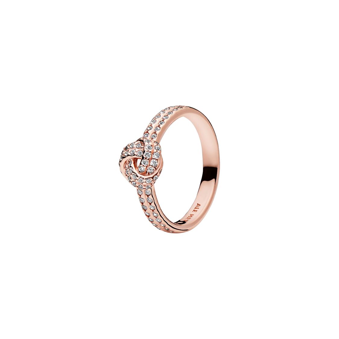 Pandora Sparkling Knot Alloy Ring Unisex rings Gold 180997CZ Rose Gold,50