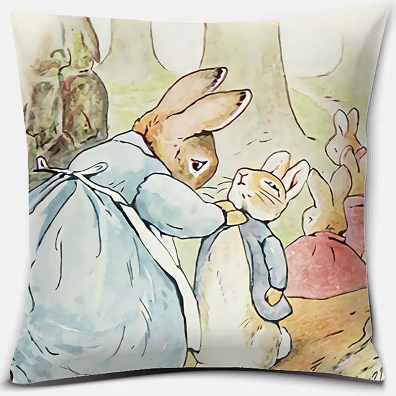 Cute Cartoon Rabbit Printing Series Pattern Pillowcase Square Pillowcase Home Office Decoration Pillowcase