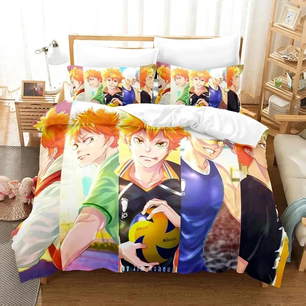 3D-tryck Haikyu Anime Sängkläder Set Pojkar Flickor Twin Queen King Size Påslakan Örngott Säng pojkar Vuxen Hemtextil