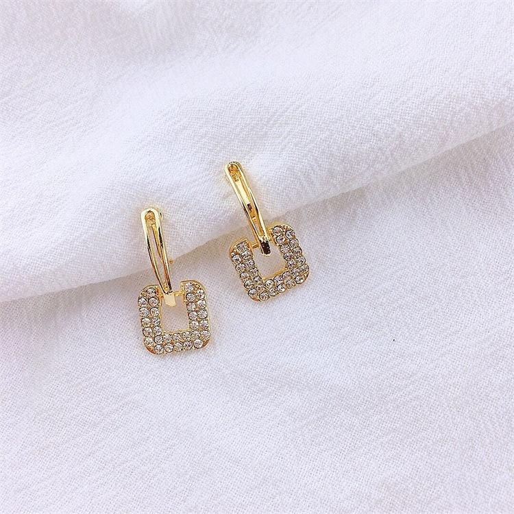 New Rhinestone Fashion Without Piercing Earrings Simple Clip Earrings Women