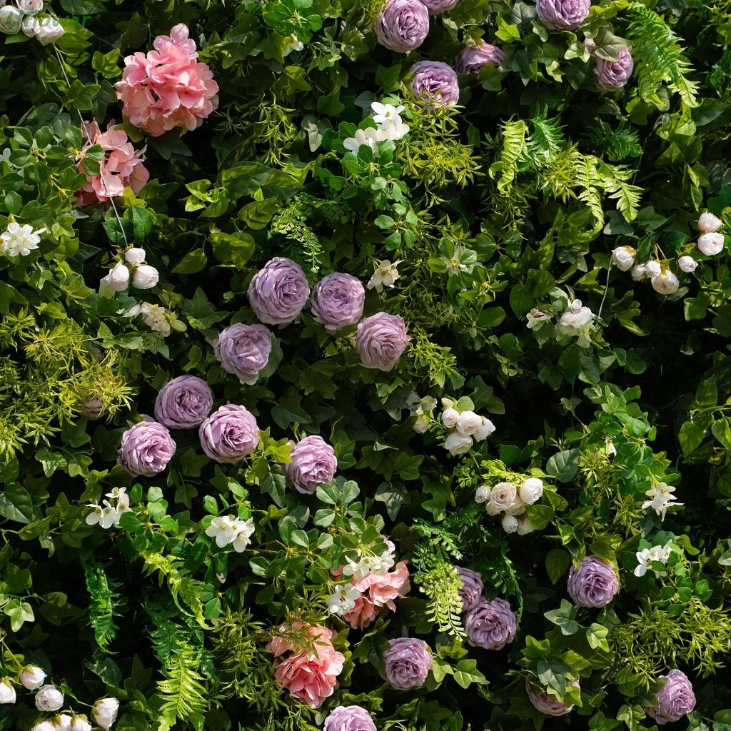 Uflower Artificial Flower Wall Roll-Up with Green Leaves Fabric Floral Backdrop for Wedding Event Party Decorations Curtain
