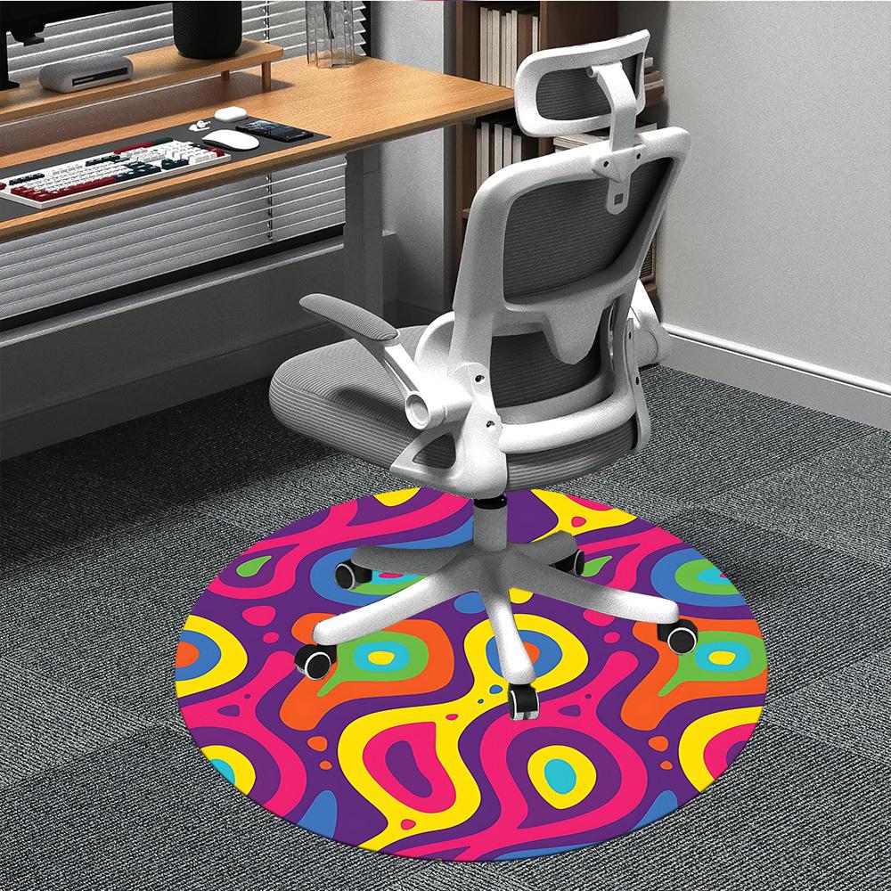 

1PC Psychedelic Pattern Chair Carpet for Office, Indoor Non-Slip Washable Carpet, Soft Comfortable Mat For Office Room yy250930182 80cm by 80cm