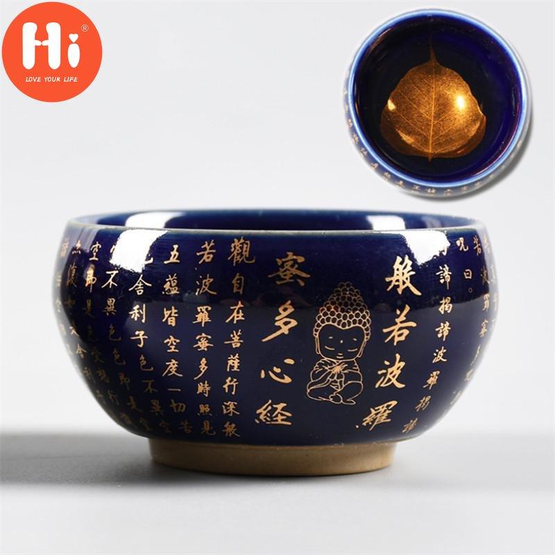 Hi Keramické srdce Sutra šálek na čaj Porcelain Leaf Master šálek na čaj Zen Buddha Kancelářský hrnek na vodu Domácí dekorace Nádobí na pití