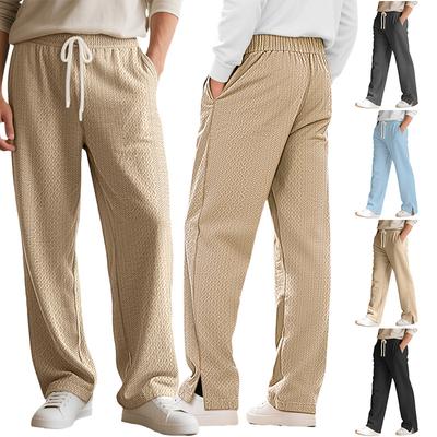 European and American Autumn Men's Waffle Drawstring Sports Casual Straight Pants