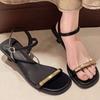 Summer New Hollow Designer Simple Solid Color Narrow Strap Sandals Casual Comfortable Breathable Open Heel High Heels 35-40 Size