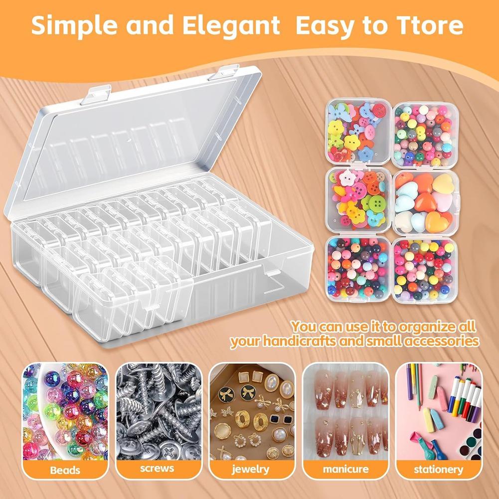 BAAJ-Bead Storage Container Hinged Lid, Bead Organizer Box, 31 Mini Clear Jewelry Organizers Ideal For DIY Jewelry Crafts