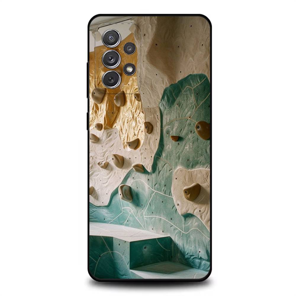 Rock Climbing Wall Phone Case For Samsung S 25,24,23,22,30,21,10,9,Ultra,Plus,Lite,FE,4,5G Black Soft Case