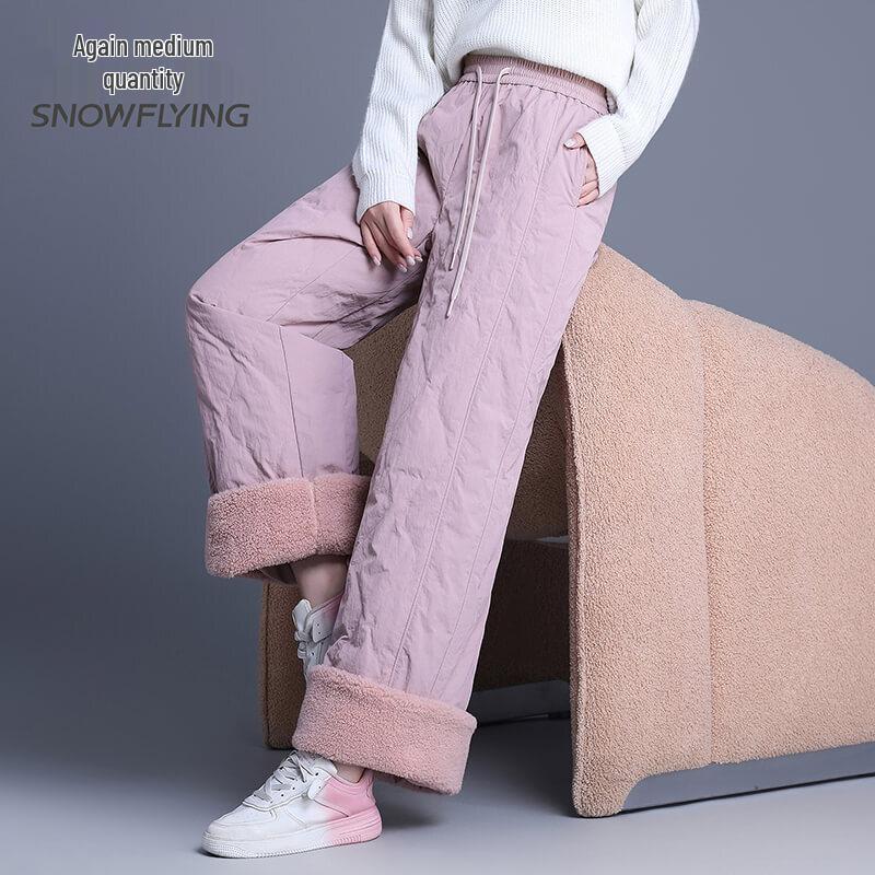 SNOWFLYING Women's Loose Fit Down Insulated Pants