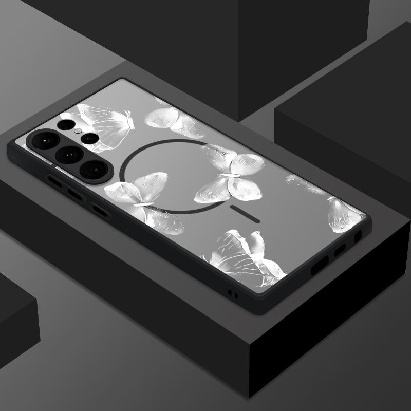Магнитный Матовый Чехол Для Samsung Galaxy S25 Edge S24 Ultra S23 S24 S25 FE S22 Plus Для Magsafe Сквозной Чехол-Бабочка Galaxy S20 FE
