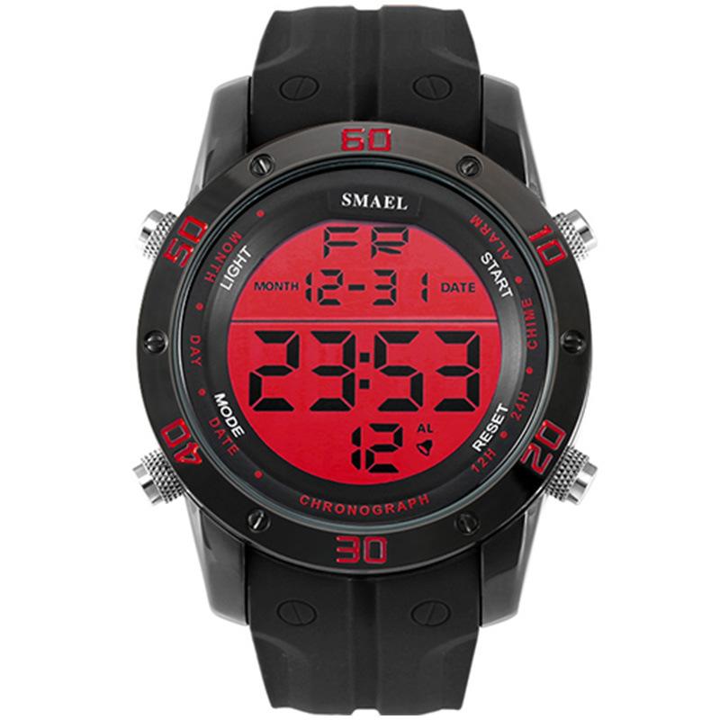 

SMAEL силиконовые цифровые спортивные часы с одним дисплеем, многофункциональные водонепроницаемые мужские уличные часы из сплава красный