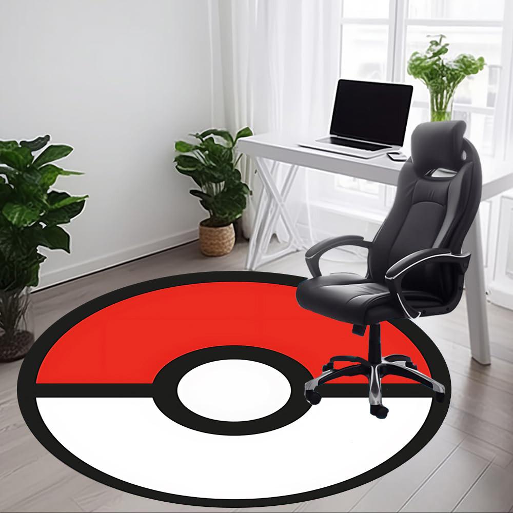 1pz Pokeball, Tappeto Rotondo Pokémon Office, Tappetino da Interno Adatto per Ufficio, Sotto Sedie da Ufficio Camera da Letto Soggiorno Decorazioni pe
