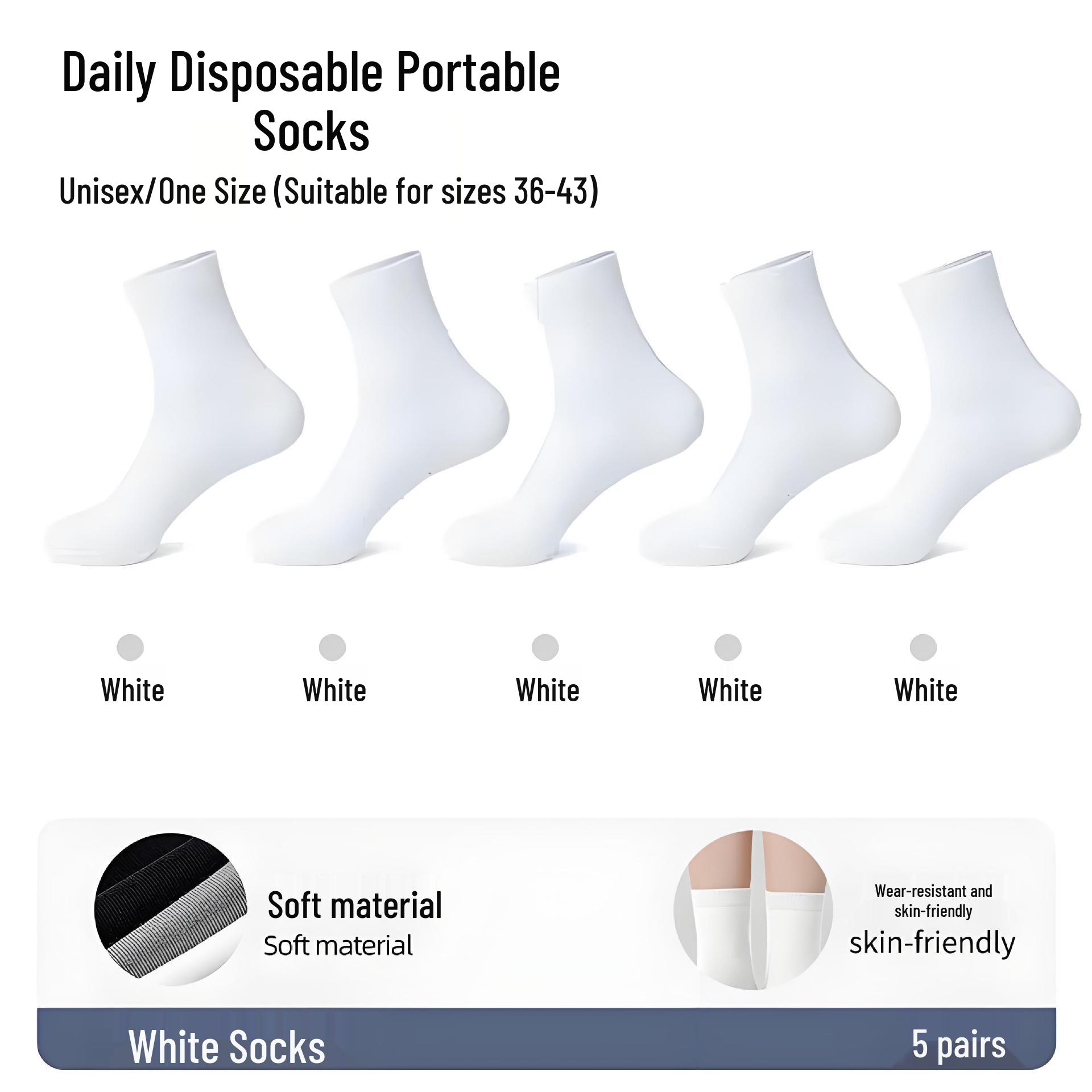 

Одноразовые носки унисекс, не требующие стирки: Защита от запаха, влагоотводящий для путешествий и ежедневного использования 2 packs (10 pairs)
